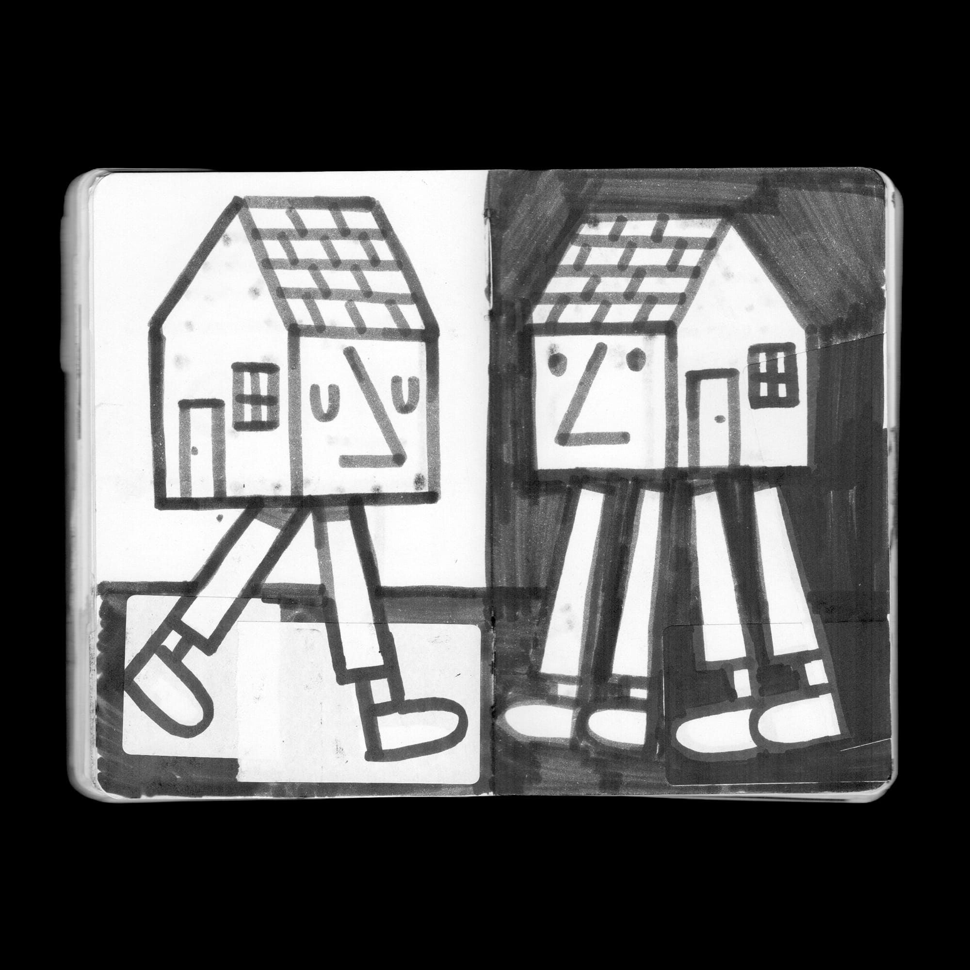 houses sketchbook drawings